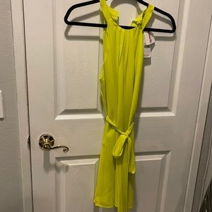 Lime Green Shift Dress with Waist Tie